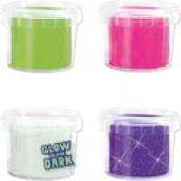 SES   klei Glow 4x90gr vegan en glutenvrij - herbruikbare potjes uitwasbaar glow in the dark klei
